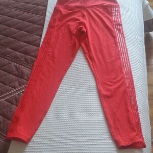 PINK Victoria's Secret Red Leggings with Slim Fit And See Through Stripes